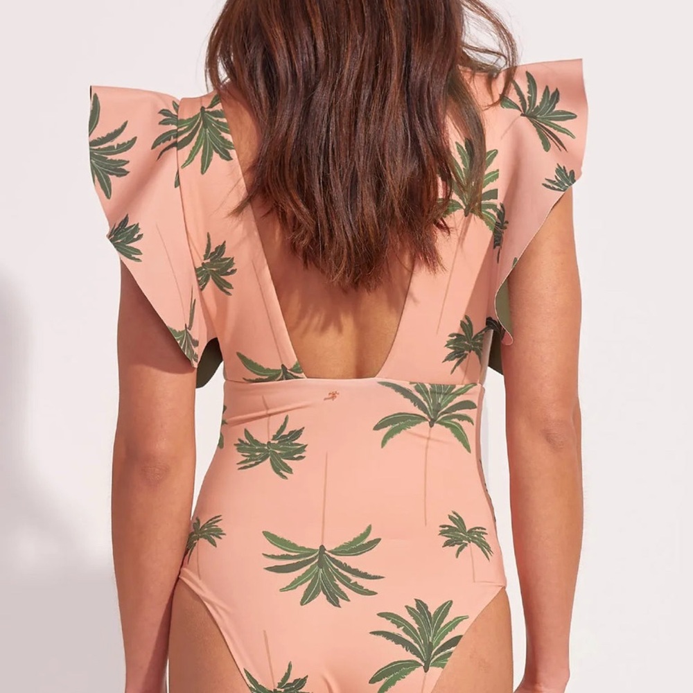 Ancora NWT size Medium Tropical Palm ladies One Piece Swimsuit - Picture 3 of 5